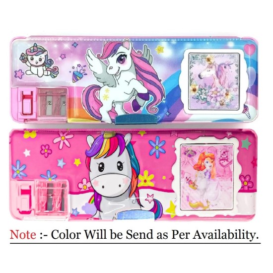 Combo of 2 Both Side Magnetic Pencil Box with Calculator and Sharpener | For Boys & Girls Big Size, Unicorn & Spiderman Cartoon Printed Pencil Case Pencilbox for Kids | Combo of 2 Combo of 2 Both Side Magnetic Pencil Box with Calculator and Sharpener | For Boys & Girls Big Size, Unicorn & Spiderman Cartoon Printed Pencil Case Pencilbox for Kids | Combo of 2