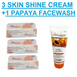 SKINSHINE 3 Cream + Skineshine PAPAYA FACE WASH For Acne Free Skin | Combo Set of 4