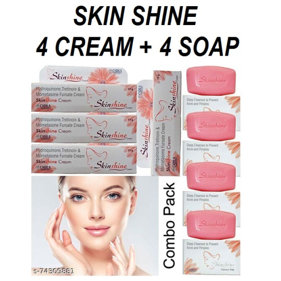 Skin Shine Combo (4 Cream + 4 Soap) for Skin Whitening and Dark Spot Removing