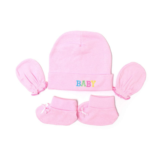 Newborn Baby Cotton Cap, Mitten and Booties Combo Set | Infant Cap Set | Mittens Set | Bootie Set | Kids Gloves & Socks Set | Baby Gift Set | 0-6 Months | Pack of 3 Sets - Multicolor-MultiPrint