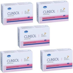 Clinsol Soap - Enriched Tea Tree Oil with Vitamin E for Soft Skin || Gentle on Skin || Helps to remove Acne and Makes Skin Nourished And Clear (75g each) - Pack of 5