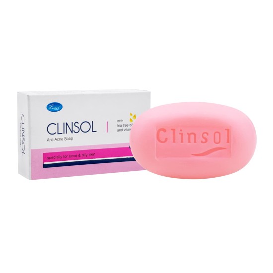 Clinsol Soap - Enriched Tea Tree Oil with Vitamin E for Soft Skin || Gentle on Skin || Helps to remove Acne and Makes Skin Nourished And Clear (75g each) - Pack of 5