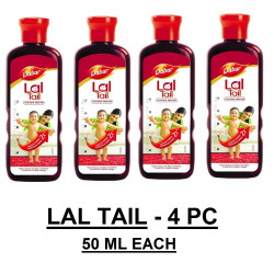 Dabur Lal Tail | Baby Massage Oil – 50 ML | Clinically Tested 2x Faster Physical Growth for Stronger Bones and Muscles | Lal Tel Oil - Pack of 4