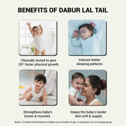 Dabur Lal Tail | Baby Massage Oil – 100 ML | Clinically Tested 2x Faster Physical Growth for Stronger Bones and Muscles | Lal Tel Oil - Pack of 1