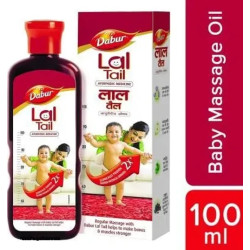 Dabur Lal Tail | Baby Massage Oil – 100 ML | Clinically Tested 2x Faster Physical Growth for Stronger Bones and Muscles | Lal Tel Oil - Pack of 1