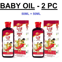 Dabur Lal Tail | Baby Massage Oil – 50 ML | Clinically Tested 2x Faster Physical Growth for Stronger Bones and Muscles | Lal Tel Oil - Pack of 2