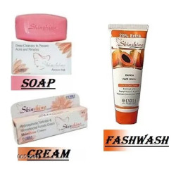 Skins Shine CREAM + PAPAYA FACE WASH + SOAP For Acne Free Skin | Combo Set of 3