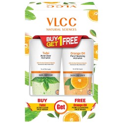 Vlcc Combo kit of Orange Oil Face Wash (150ml) & Tulsi Face Wash (150ml) - COMBO of 2