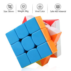 3x3 Stickerless Rubik's Cube | Beginner Speedcube for Kids & Adults | Magic Speedy Stress Buster Brainstorming Puzzle (Multicolor)