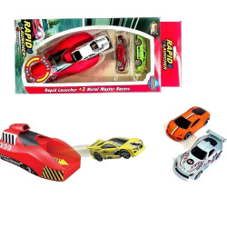 Rapid Launcher Play Set Toy with 3 Die Cast Metal Stunt Car and Stoppers Best Toy for Kids (Multi Color)