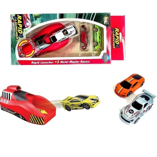 Rapid Launcher Play Set Toy with 3 Die Cast Metal Stunt Car and Stoppers Best Toy for Kids (Multi Color)