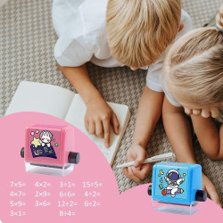 Math Roller Stamp for Addition Subtraction Multiplication Division, Roller Number Teaching Practice Math Stamp Roller Digital Teaching Stamp, Math Practice Number Rolling Stamp - Set of 4
