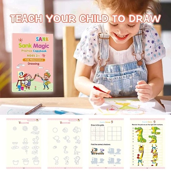 Sank Magic Practice Copybook (4 Books,10 Refill), Number Tracing Book for Preschoolers with Pen, Magic Calligraphy Copybook Set Practical Reusable Writing Tool Simple Hand Lettering Sank Magic Practice Copybook (4 Books,10 Refill), Number Tracing Book for Preschoolers with Pen, Magic Calligraphy Copybook Set Practical Reusable Writing Tool Simple Hand Lettering