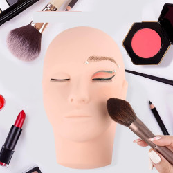 Mannequin Head, Practice Training Head, Make Up and Lash Extention, Cosmetology Doll Face Head, Soft-Touch Rubber Practice Head