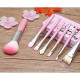 Soft Bristle Makeup Mini Brush Kit With Hello Kitty Print Storage Box | Makeup Blending Brushes Set of 7 - PINK