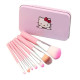 Soft Bristle Makeup Mini Brush Kit With Hello Kitty Print Storage Box | Makeup Blending Brushes Set of 7 - PINK