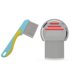 COMBO - 2pc Terminator Lice Comb, Professional Stainless Steel Louse and Nit Comb for Head Lice Treatment, Removes Nits Handle Lice Comb