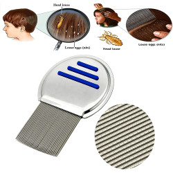 COMBO - 2pc Terminator Lice Comb, Professional Stainless Steel Louse and Nit Comb for Head Lice Treatment, Removes Nits Handle Lice Comb