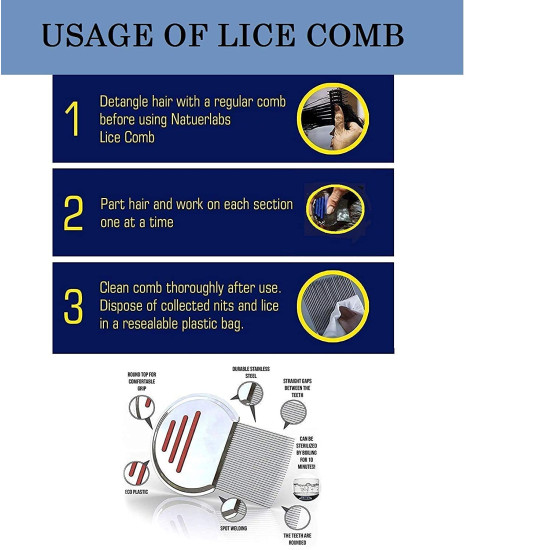 Lice Comb For Women And Kids | Stainless Steel(Ju, Joo, Zu) Lice Terminator | Fine Egg Nit Lice Egg Removal Comb For Women | Lice Comb For Scalp - Louse And Eggs Remover - ROUND SHAPE