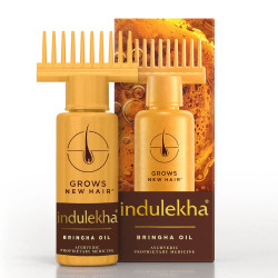 Indulekha Bringha Ayurvedic Hair Oil 100 ml, Hair Fall Control and Hair Growth with Bringharaj Oil - Comb Applicator Bottle for Men & Women