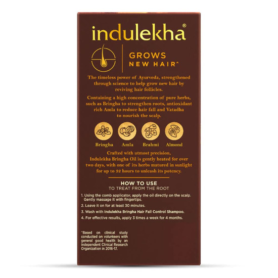 Indulekha Bringha Ayurvedic Hair Oil 50 ml, Hair Fall Control and Hair Growth with Bringharaj & Coconut Oil - Comb Applicator Bottle for Men & Women