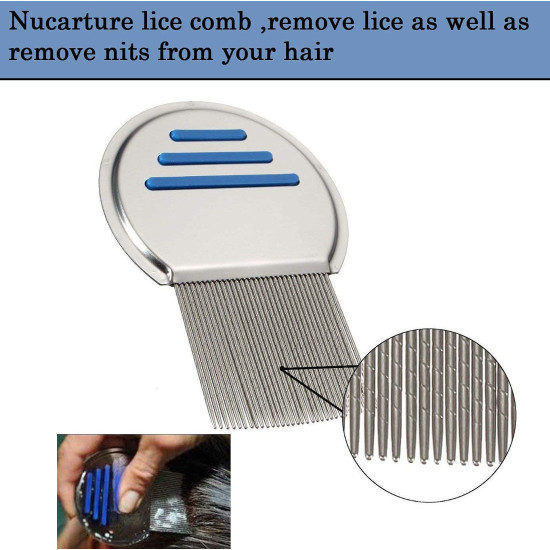 Lice Comb For Women And Kids | Stainless Steel(Ju, Joo, Zu) Lice Terminator | Fine Egg Nit Lice Egg Removal Comb For Women | Lice Comb For Scalp - Louse And Eggs Remover - ROUND SHAPE