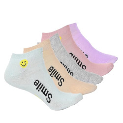 Girl and Women Ankle Length No Show Low Cut Socks | Cotton Socks | Multicolor (Random Color) - Free Size | Pack of 5