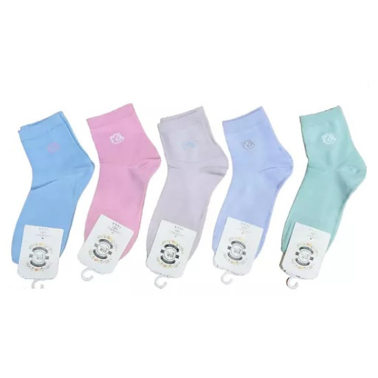 Girl and Women Ankle/Crew Length Socks | Cotton Socks | Multicolor (Random Color) - Free Size | Pack of 5