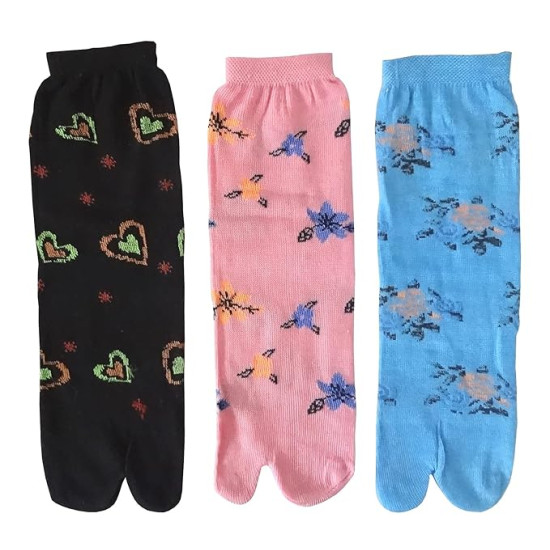 Cotton Ankle Length Printed Colorful Thumb Socks For Women and Girls | Socks Combo | Multicolor | Free size | Pack of 5 Pair