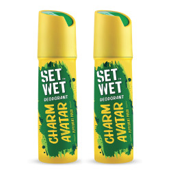 SET WET Deodorant For Men Charm Avatar Peppermint Punch, 150ml (GREEN) - Pack of 2