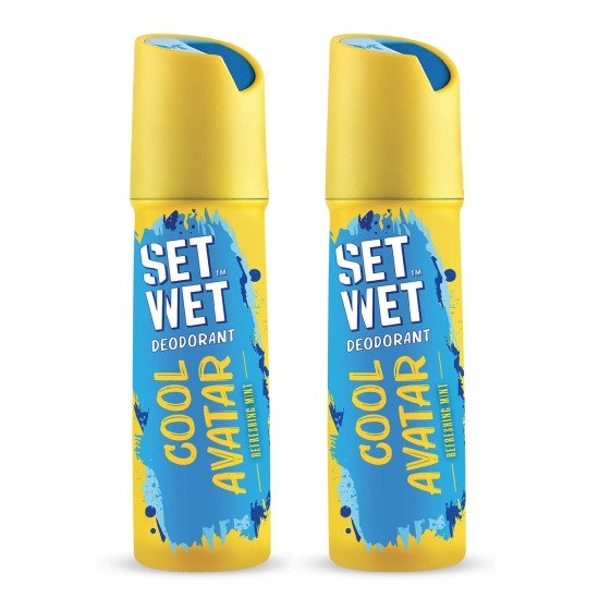 SET WET Deodorant For Men Cool Avatar Refreshing Mint, (BLUE) 150ml - PACK OF 2