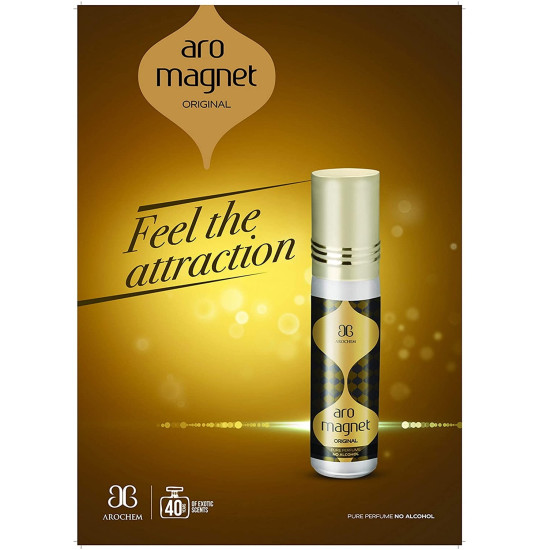 Arochem Aro Magnet Oriental Roll-On Attar Concentrated Arabian Perfume Oil - No Alcohol (6 ml) - Pack of 2