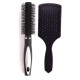 Combo of Round Rolling Curling Roller Comb Hair Brush (Colour May Vary) & Paddle Flat Hair Brush Comb Black For Men And Women - Combo of 2