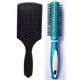 Combo of Round Rolling Curling Roller Comb Hair Brush (Colour May Vary) & Paddle Flat Hair Brush Comb Black For Men And Women - Combo of 2