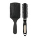 Combo of Round Rolling Curling Roller Comb Hair Brush (Colour May Vary) & Paddle Flat Hair Brush Comb Black For Men And Women - Combo of 2