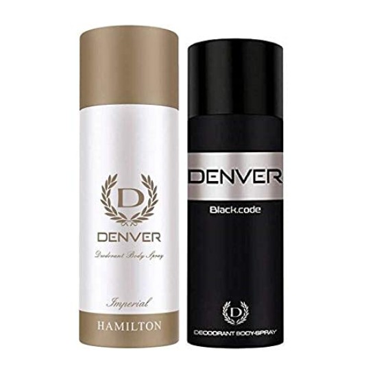 DENVER Imperial Deo (200ML) + Black Code Deo(200ML) | Long Lasting Deodrant Spray for Men - Combo of 2