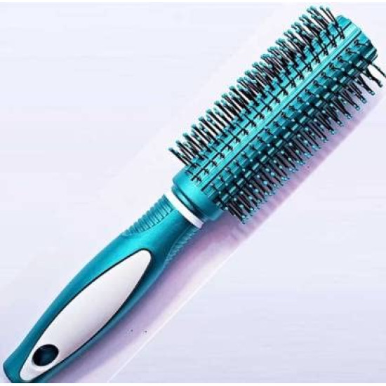 Round Rolling Curling Roller Comb Hair Brush With Soft Bristles For Men And Women (Random Color) - Pack of 2