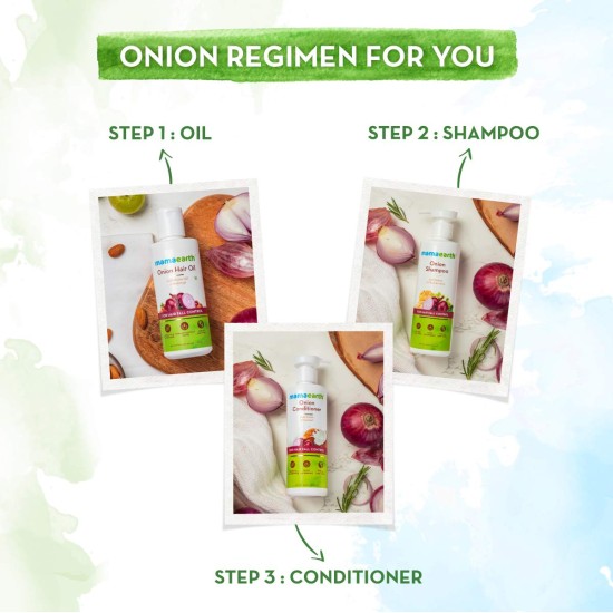 Mamaearth (MAMA EARTH) Onion Duo For Hair Fall Control: Onion Hair Oil 150 ml + Onion Shampoo 250 ml - COMBO OF 2