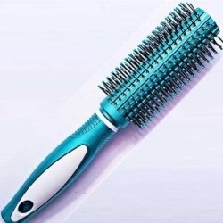 Round Rolling Curling Roller Comb Hair Brush With Soft Bristles For Men And Women (Random Color) - Pack of 1