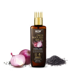 WOW Skin Science Onion Black Seed Hair Oil - WITH COMB APPLICATOR - Controls Hair Fall - NO Mineral Oil, Silicones, Cooking Oil & Synthetic Fragrance - 100mL