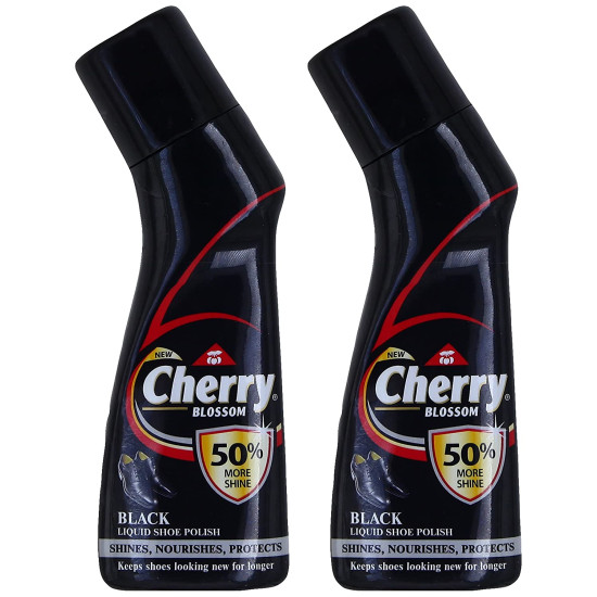 Cherry Blossom Liquid Wax Polish (Black) - 75 ml - Pack of 2