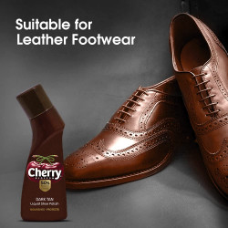 Cherry Blossom Liquid Shoe Polish Dark Tan - 75 ml | Effective Shoe Cleaning Liquid | Leather Shoe Shiner - BROWN - PACK OF 1