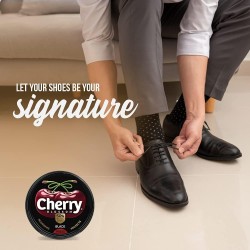 Cherry Blossom Wax Shoe Polish Dark Tan - 40gm | Leather Shoe Shiner - BLACK - PACK OF 3