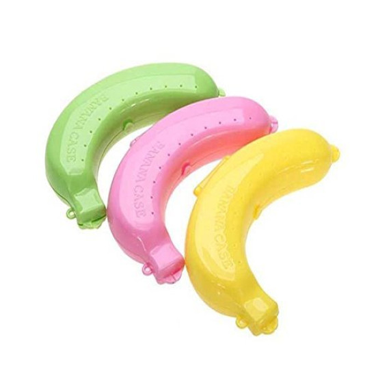 Plastic Banana Shape Storage Case Lunch Box for Kids & Adult (Multi-Color) - Pack of 2