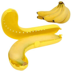 Plastic Banana Shape Storage Case Lunch Box for Kids & Adult (Multi-Color) - Pack of 2