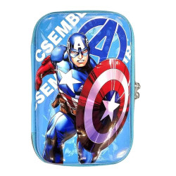 PREMIUM Jumbo Size Eva Pencil Box Multifunction Zipper Opening with Compartments for Kids | Captain America - Random Super Hero