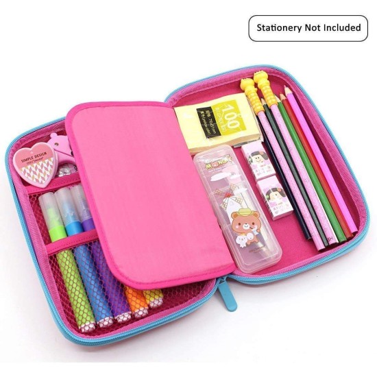 PREMIUM Jumbo Size 3D Eva Pencil Box Multifunction Zipper Opening with Compartments for Girls | UNICORN - Random Unicorn