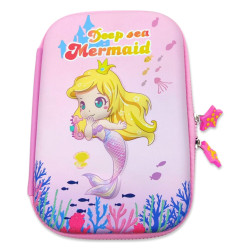 Stylish Hardtop Pen Pencil Pouch Case with Compartments for Girls, Cute Mermaid (Jal Pari) Pencil Box for Boys Kids Large Capacity School Supply Organizer Students Stationery Box (Random Color)