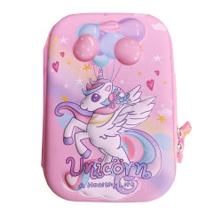 Unicorn Large Capacity 3D Big Pouch Multi Pocket Cute Balloons Hard Pouch for Girls for School School Stationery Case Zipper Closer Pencil Pouch Geometry Box Unicorn Best Return Gift for Girls - Random Unicorn Print