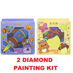 DIY 5D Diamond Painting Kit for Kids with Wooden Frame - Random Design | Diamond Art for Kids Ages 6-12 | DIY Painting Arts and Crafts - Diamond Dots for Kids Gifts | Random Design - 2 Pc